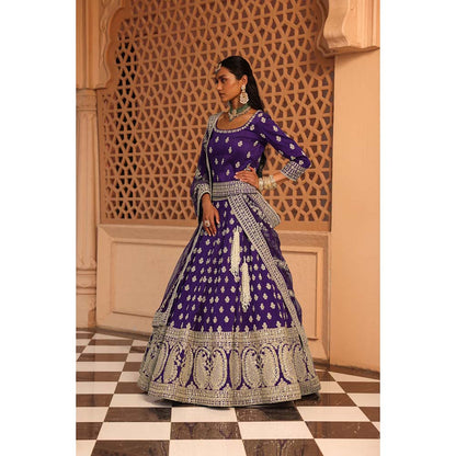 Sheetal Batra Aasmaa Purple Lehenga with Choli and Dupatta (Set of 3)