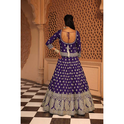 Sheetal Batra Aasmaa Purple Lehenga with Choli and Dupatta (Set of 3)
