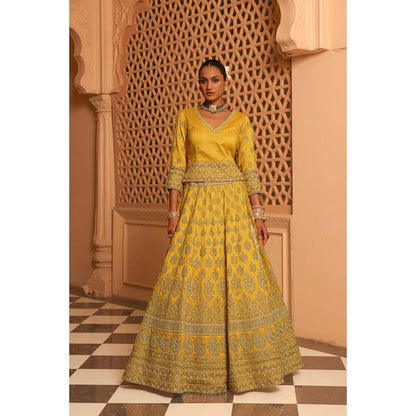 Sheetal Batra Noorali Mustard Lehenga with Choli and Dupatta (Set of 3)