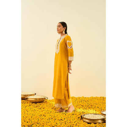 Sheetal Batra Yellow Kurta with Palazzo (Set of 2)