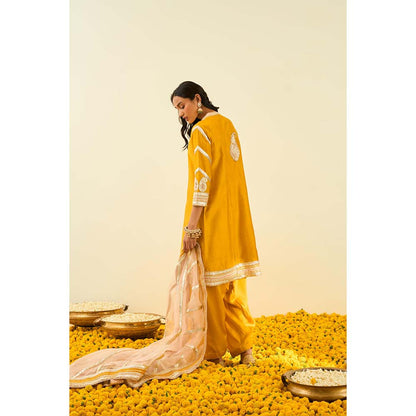 Sheetal Batra Yellow Short Kurta with Salwar and Dupatta (Set of 3)