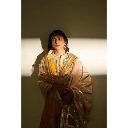 Sheetal Batra Yellow Short Kurta with Salwar and Dupatta (Set of 3)