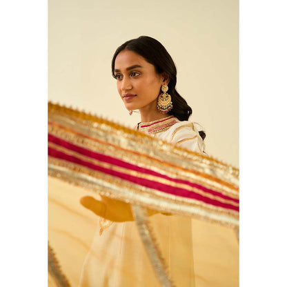 Sheetal Batra Ivory Short Kurta with Salwar and Dupatta (Set of 3)