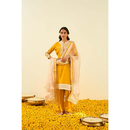 Sheetal Batra Yellow Short Kurta with Salwar and Dupatta (Set of 3)