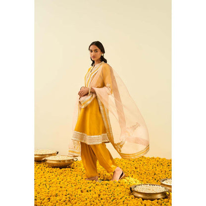 Sheetal Batra Yellow Short Kurta with Salwar and Dupatta (Set of 3)