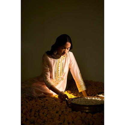 Sheetal Batra Pink Short Kurta with Salwar and Dupatta (Set of 3)