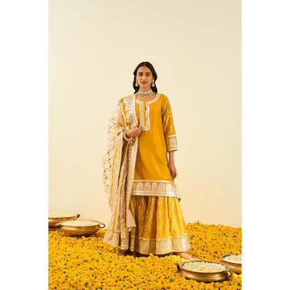 Sheetal Batra Yellow Kurta with Sharara and Dupatta (Set of 3)