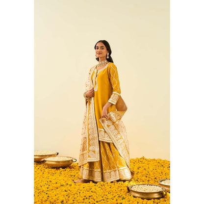 Sheetal Batra Yellow Kurta with Sharara and Dupatta (Set of 3)