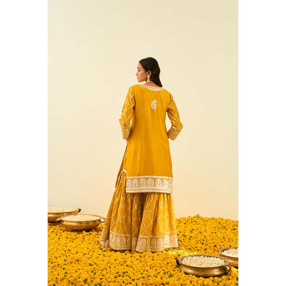 Sheetal Batra Yellow Kurta with Sharara and Dupatta (Set of 3)