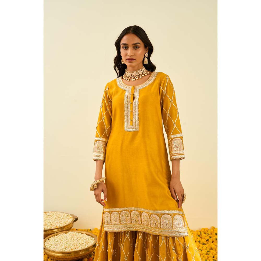 Sheetal Batra Yellow Kurta with Sharara and Dupatta (Set of 3)