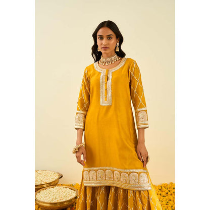 Sheetal Batra Yellow Kurta with Sharara and Dupatta (Set of 3)