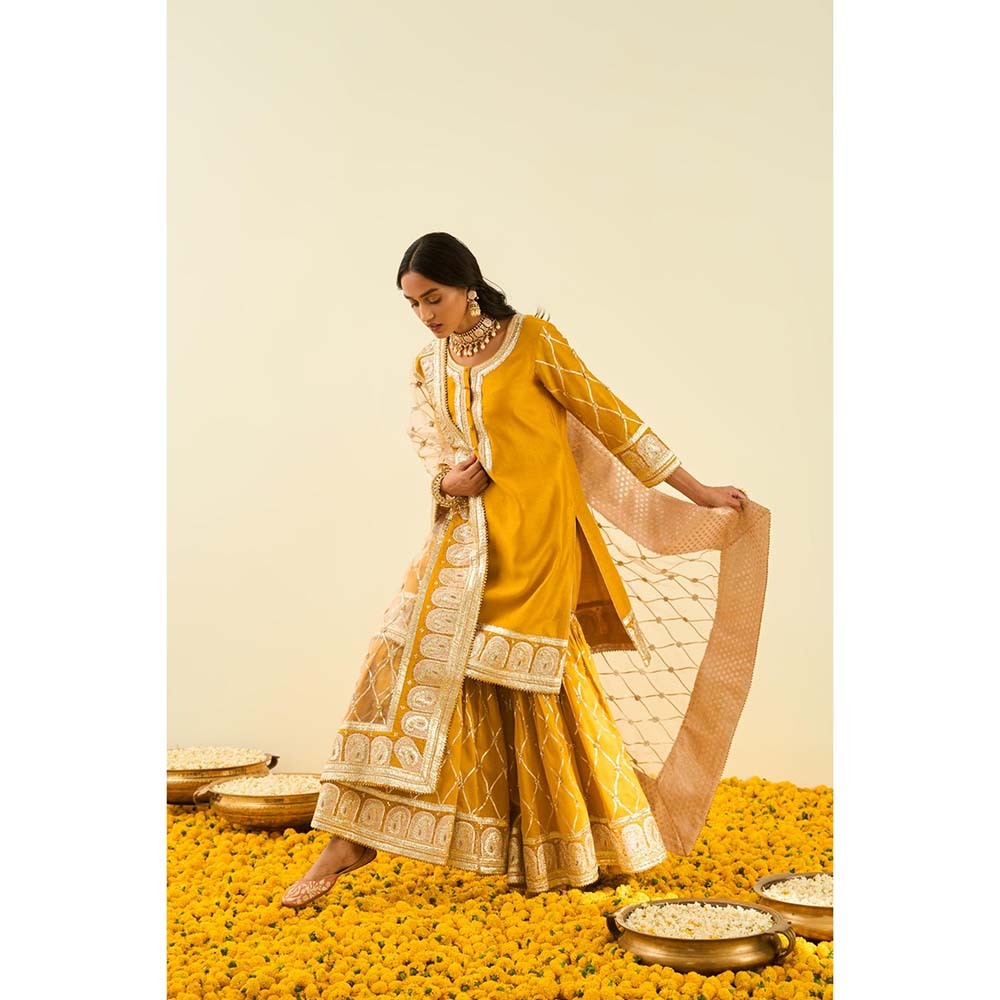 Sheetal Batra Yellow Kurta with Sharara and Dupatta (Set of 3)
