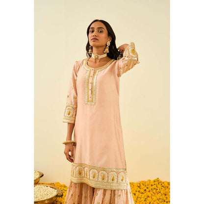 Sheetal Batra Pink Kurta with Sharara and Dupatta (Set of 3)