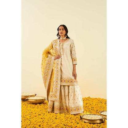 Sheetal Batra Ivory Kurta with Sharara and Dupatta (Set of 3)