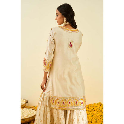Sheetal Batra Ivory Kurta with Sharara and Dupatta (Set of 3)