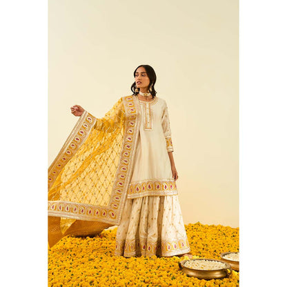 Sheetal Batra Ivory Kurta with Sharara and Dupatta (Set of 3)