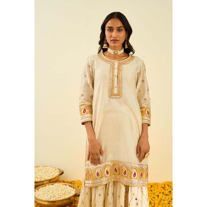 Sheetal Batra Ivory Kurta with Sharara and Dupatta (Set of 3)