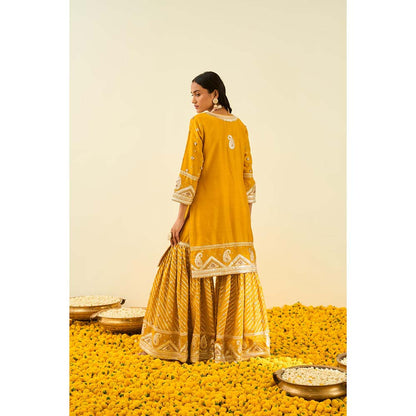Sheetal Batra Mustard Kurta with Sharara and Dupatta (Set of 3)