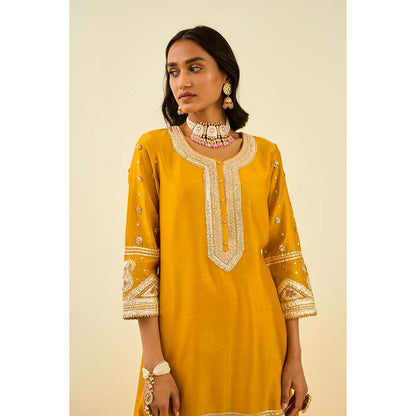 Sheetal Batra Mustard Kurta with Sharara and Dupatta (Set of 3)