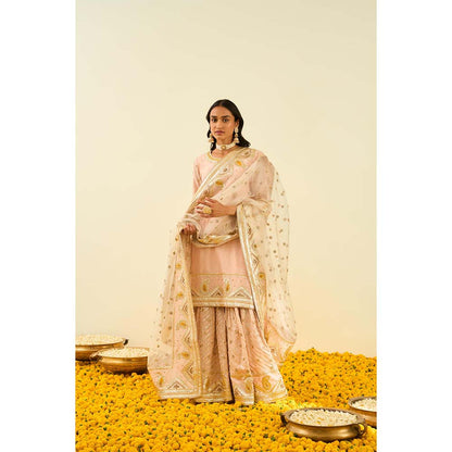 Sheetal Batra Pink Kurta with Sharara and Dupatta (Set of 3)