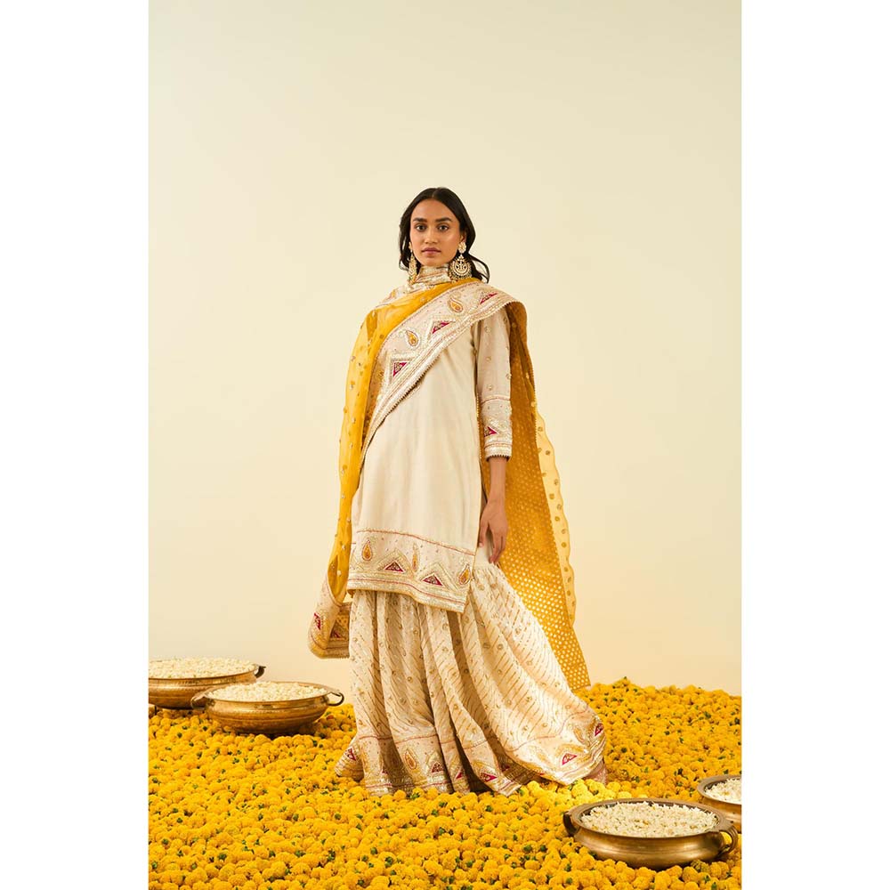 Sheetal Batra Ivory Kurta with Sharara and Dupatta (Set of 3)
