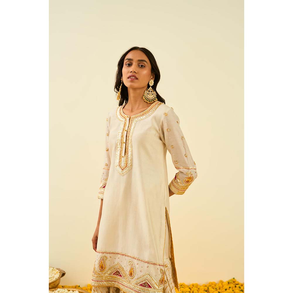 Sheetal Batra Ivory Kurta with Sharara and Dupatta (Set of 3)