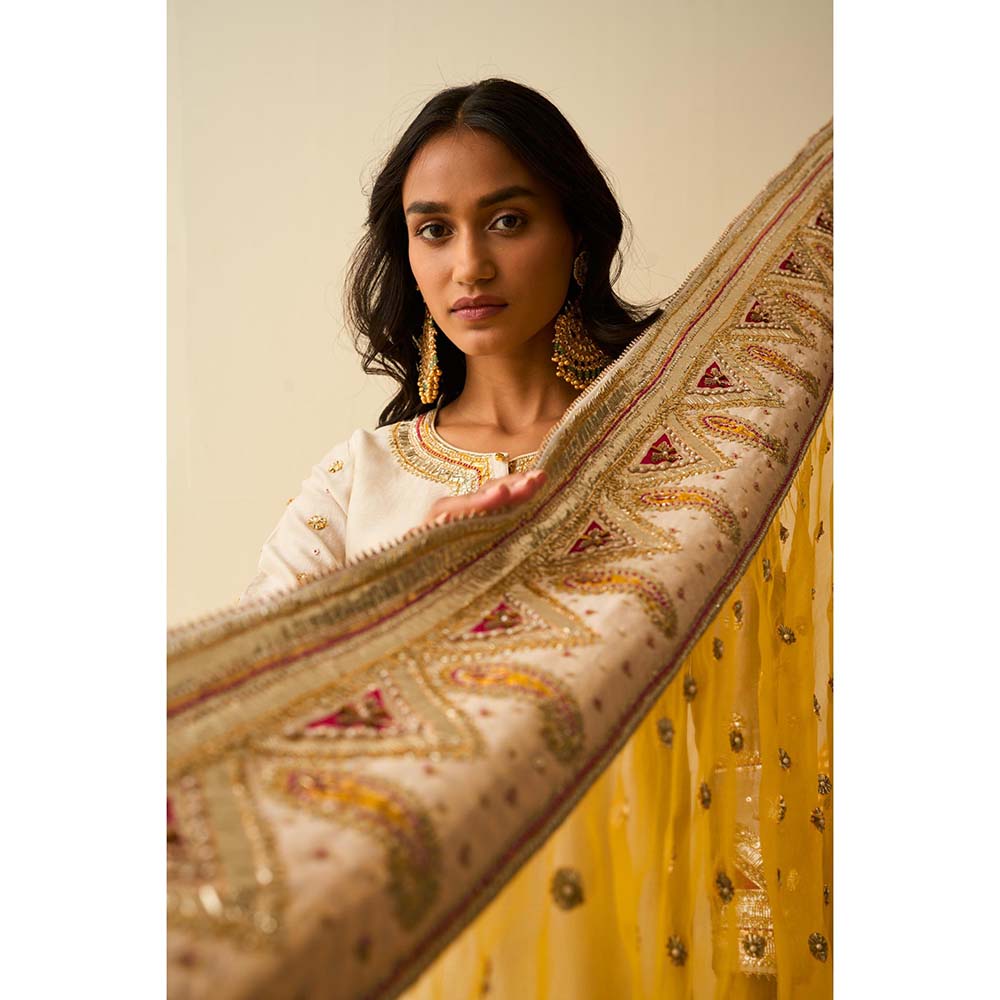 Sheetal Batra Ivory Kurta with Sharara and Dupatta (Set of 3)