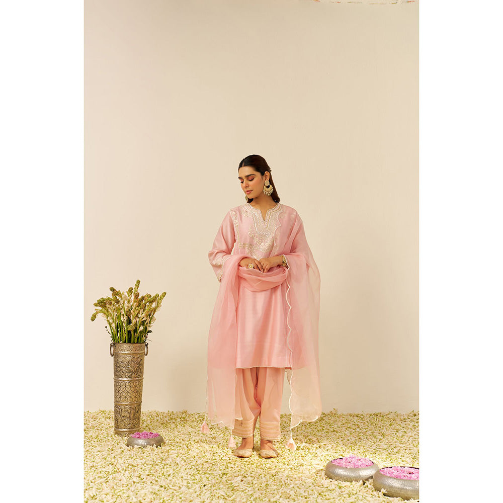 Sheetal Batra Pink Aiza Short Kurta with Salwar and Dupatta (Set of 3)