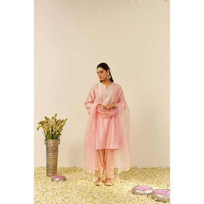Sheetal Batra Pink Aiza Short Kurta with Salwar and Dupatta (Set of 3)
