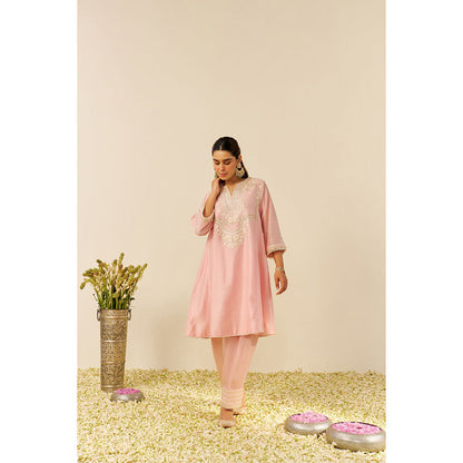 Sheetal Batra Pink Aiza Short Kurta with Salwar and Dupatta (Set of 3)