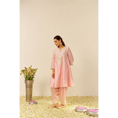 Sheetal Batra Pink Aiza Short Kurta with Salwar and Dupatta (Set of 3)