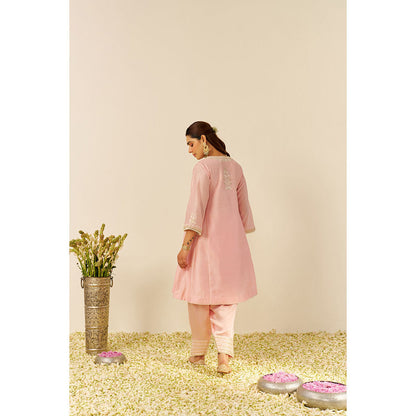 Sheetal Batra Pink Aiza Short Kurta with Salwar and Dupatta (Set of 3)