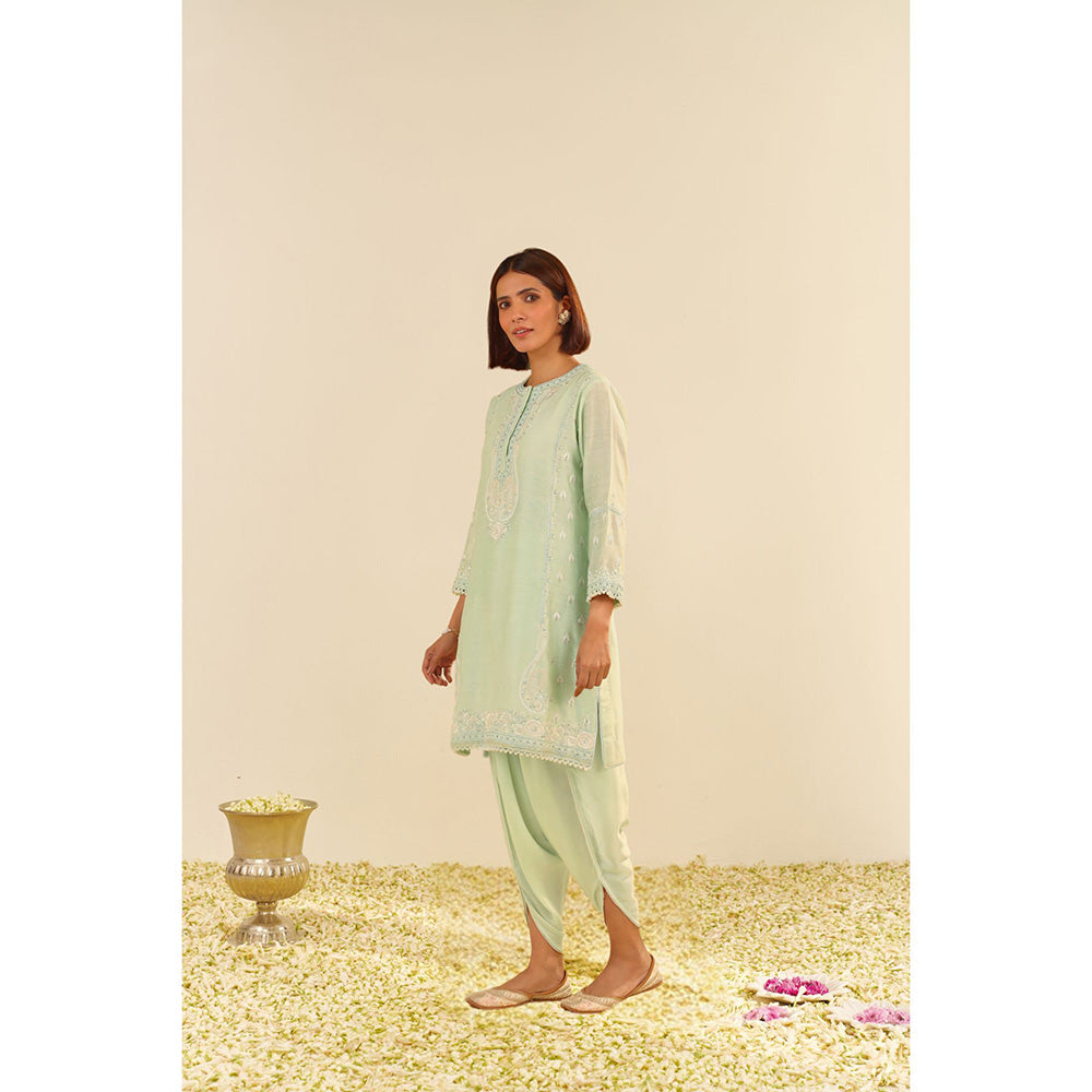 Sheetal Batra Green Zahra Short Kurta with Dhoti (Set of 2)