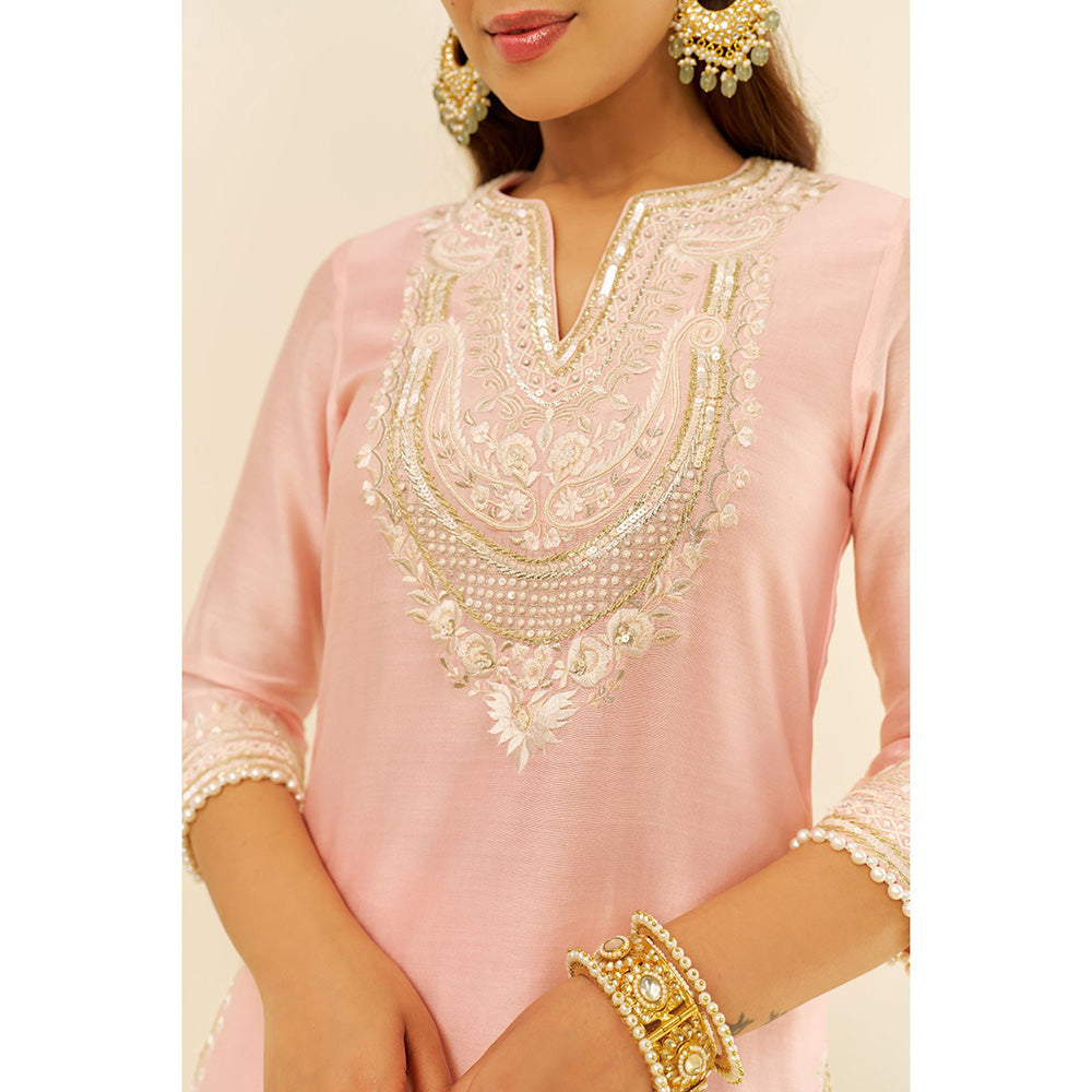 Sheetal Batra Pink Sara Short Kurta with Salwar and Dupatta (Set of 3)