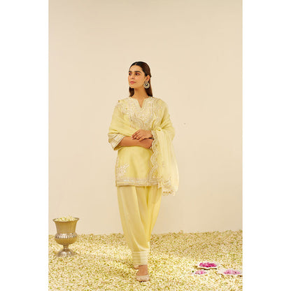 Sheetal Batra Yellow Sara Short Kurta with Salwar and Dupatta (Set of 3)