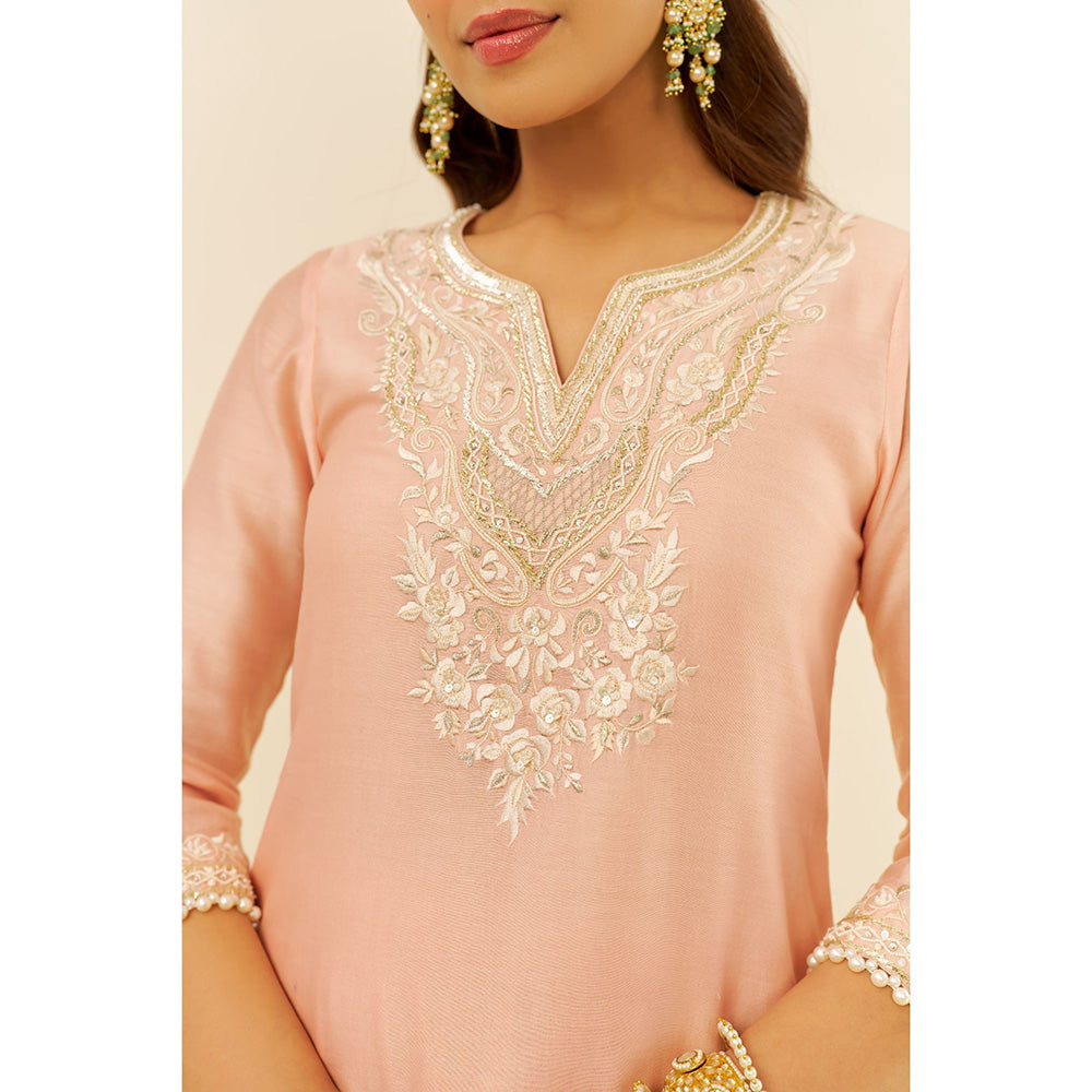 Sheetal Batra Pink Haniya Short Kurta with Salwar and Dupatta (Set of 3)