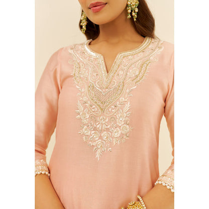 Sheetal Batra Pink Haniya Short Kurta with Salwar and Dupatta (Set of 3)