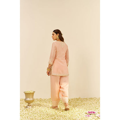 Sheetal Batra Pink Haniya Short Kurta with Salwar and Dupatta (Set of 3)