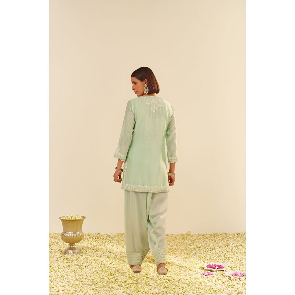 Sheetal Batra Green Haniya Short Kurta with Salwar and Dupatta (Set of 3)