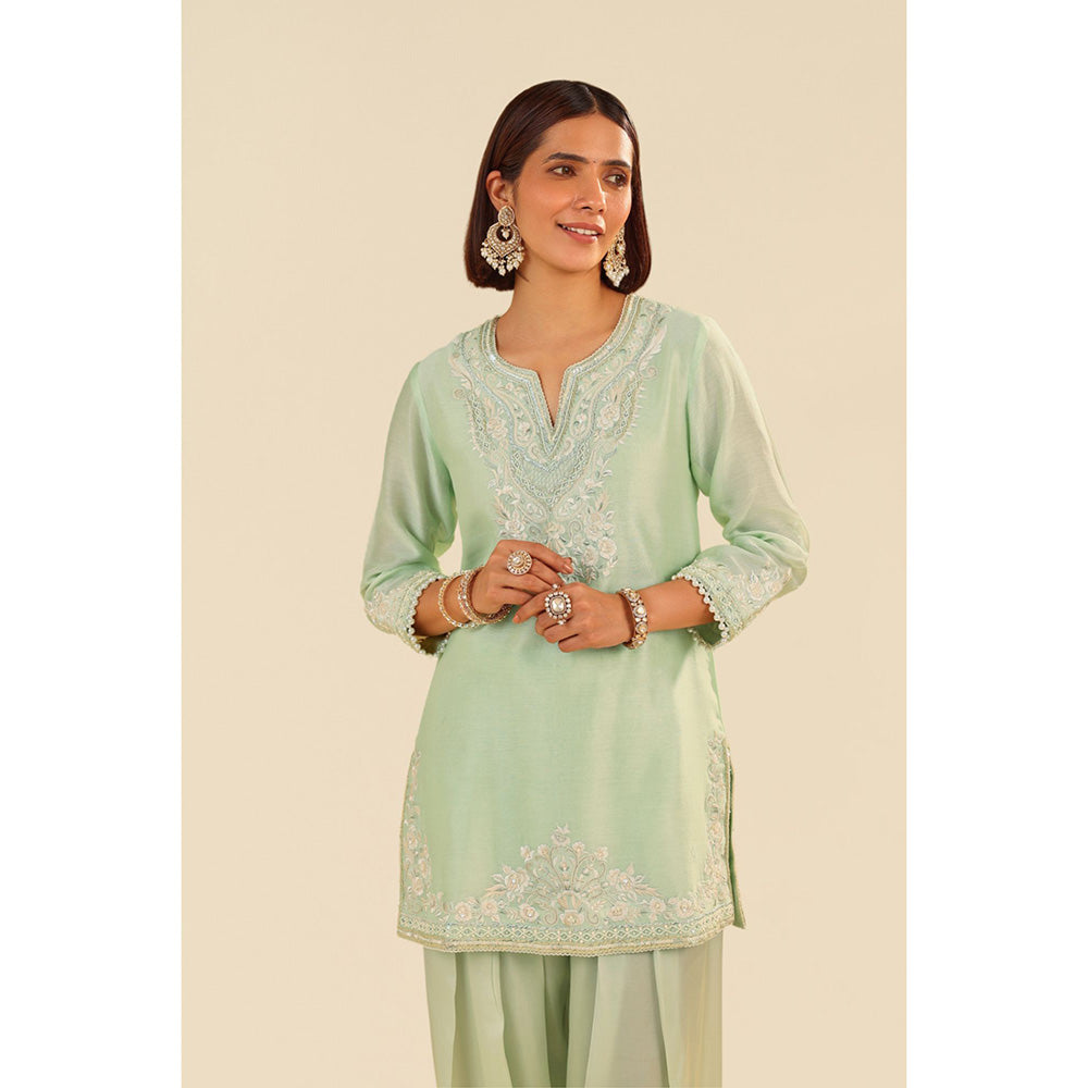 Sheetal Batra Green Haniya Short Kurta with Salwar and Dupatta (Set of 3)