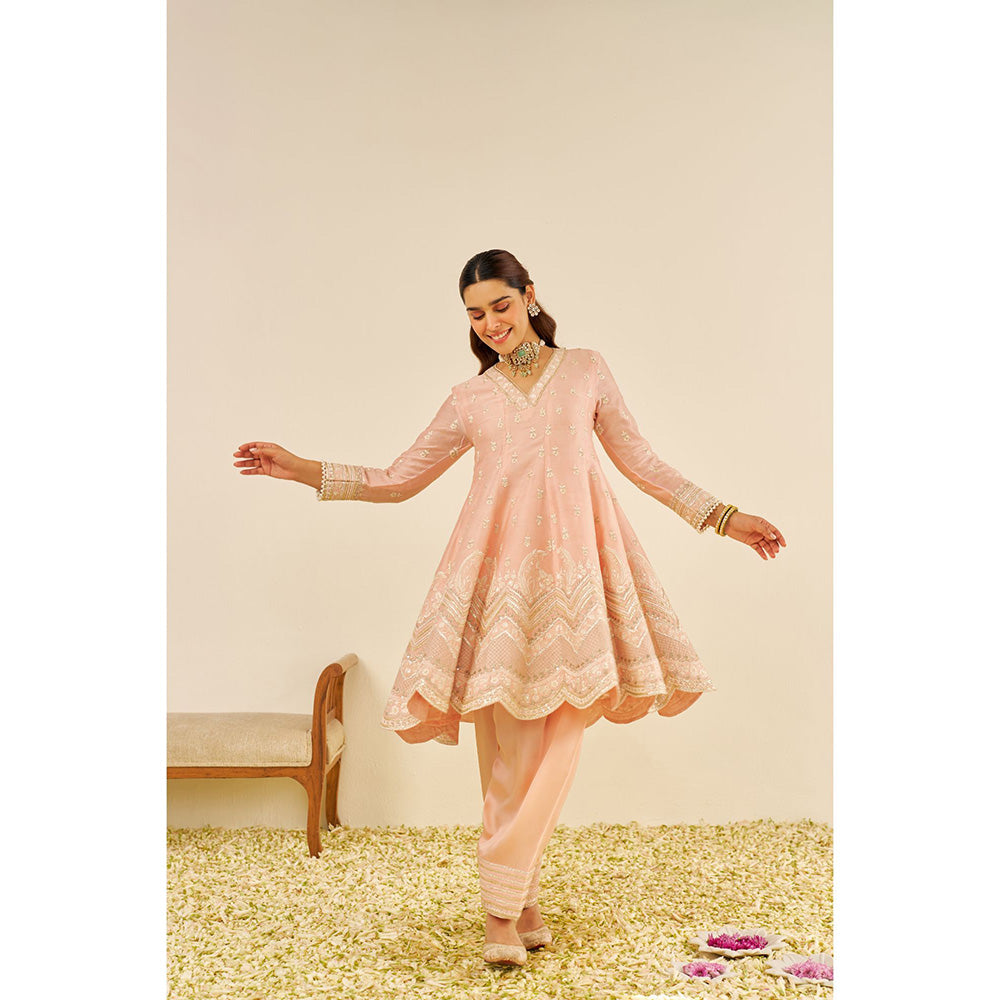 Sheetal Batra Pink Meeram Short Kurta with Salwar and Dupatta (Set of 3)