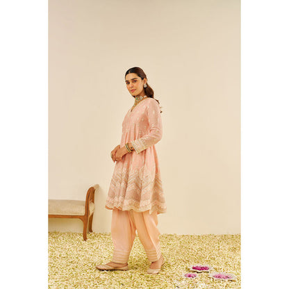 Sheetal Batra Pink Meeram Short Kurta with Salwar and Dupatta (Set of 3)