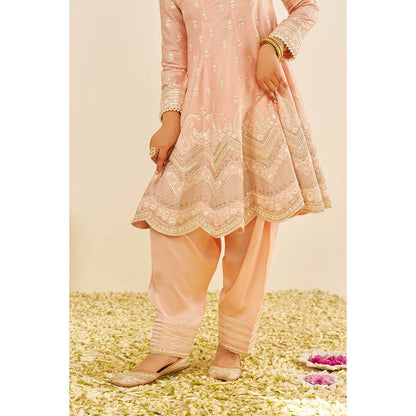 Sheetal Batra Pink Meeram Short Kurta with Salwar and Dupatta (Set of 3)