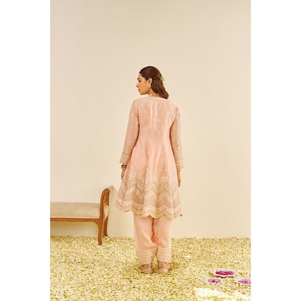 Sheetal Batra Pink Meeram Short Kurta with Salwar and Dupatta (Set of 3)