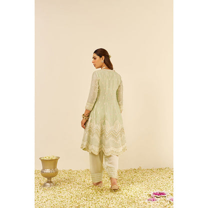 Sheetal Batra Green Meeram Short Kurta with Salwar and Dupatta (Set of 3)