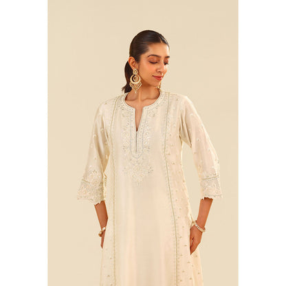 Sheetal Batra Ivory Sumaiya A-Line Kurta with Palazzo and Dupatta (Set of 3)