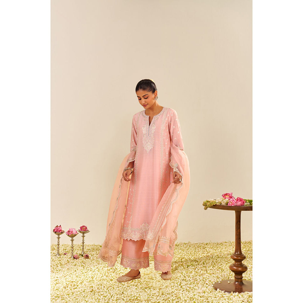 Sheetal Batra Pink Sumaiya A-Line Kurta with Palazzo and Dupatta (Set of 3)
