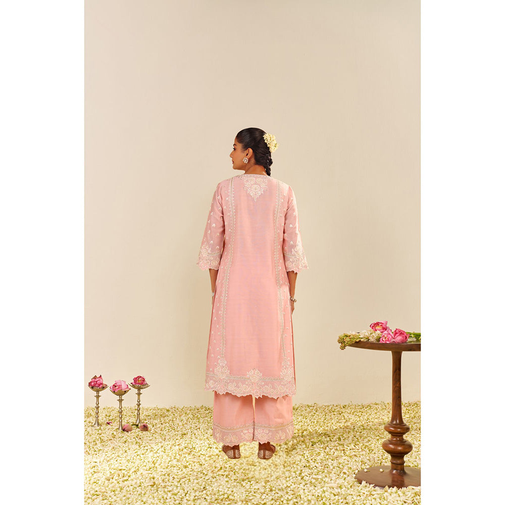 Sheetal Batra Pink Sumaiya A-Line Kurta with Palazzo and Dupatta (Set of 3)