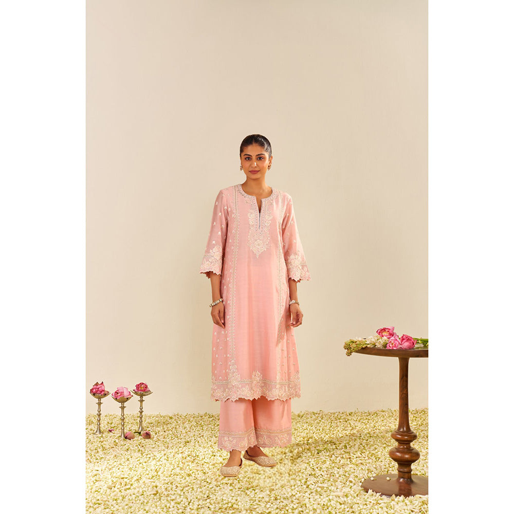 Sheetal Batra Pink Sumaiya A-Line Kurta with Palazzo and Dupatta (Set of 3)