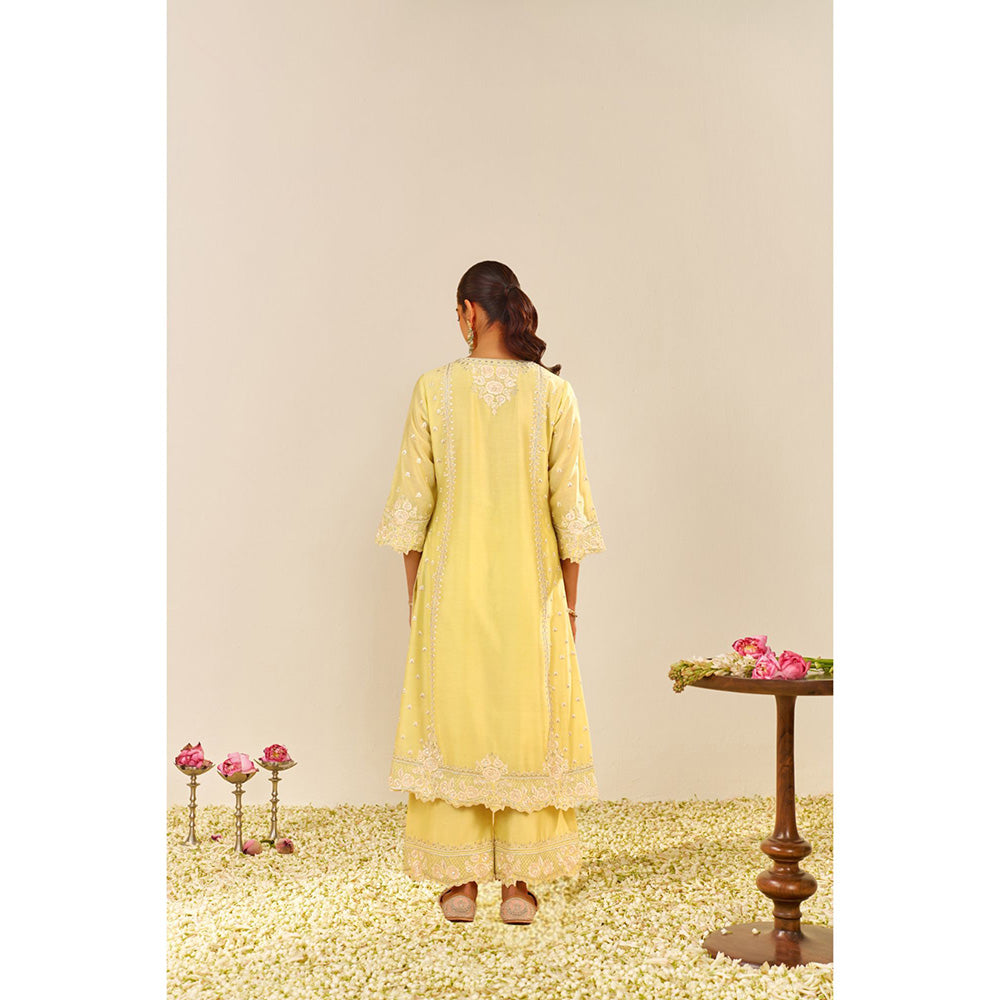 Sheetal Batra Yellow Sumaiya A-Line Kurta with Palazzo and Dupatta (Set of 3)